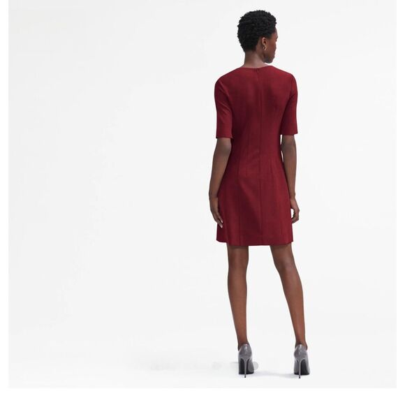 MM LaFleur "Emily" Dress in Pomegranate, Square Neck Short Sleeves, Pockets Sz 2 - Picture 2 of 11